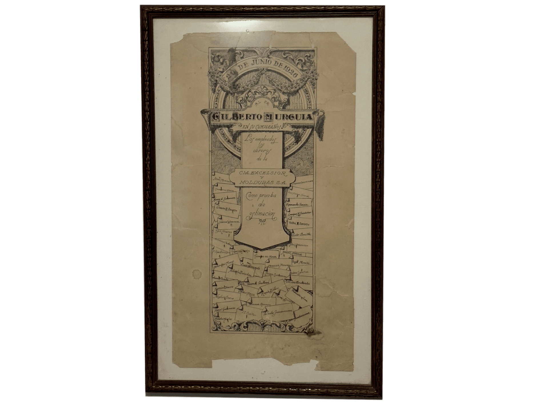 Cuadro homenaje al Sr. Gilberto Munguía, 1926