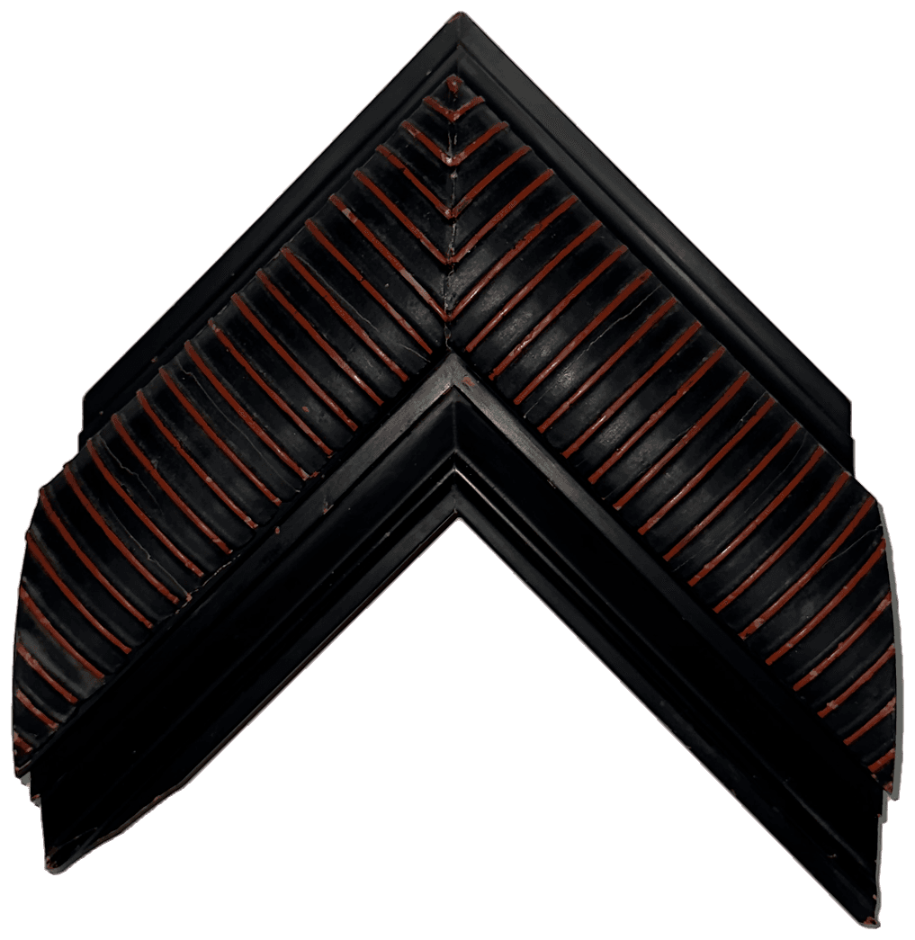 Madera laqueada negra con chevron rojo